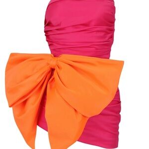 Strapless Pink and Orange Dress